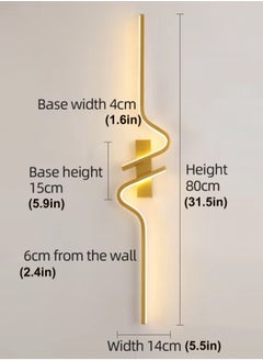 LOOPITYS wall lamp 80cmModern gold LED wall lamp minimalist bedroom bedside wall lamp living room TV sofa home decoration background wall lamp  - Image 3