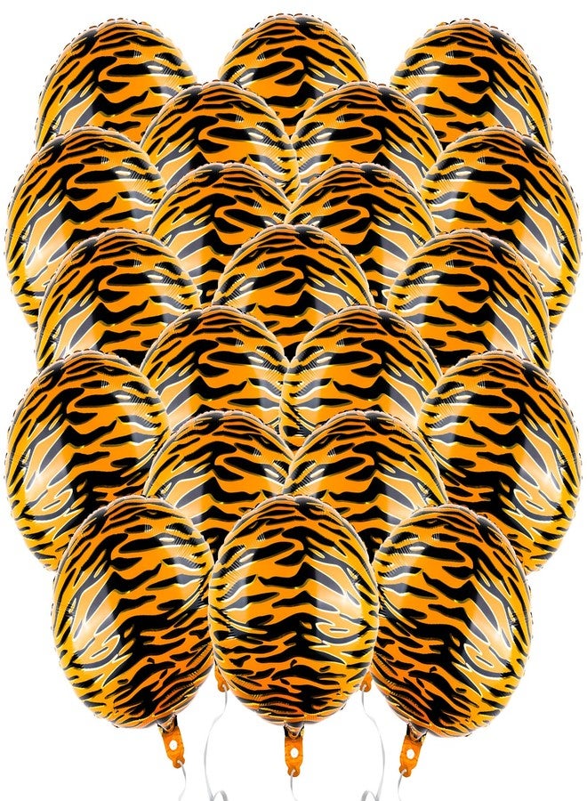 HSLCGF 20 Pcs 18 inch Tiger Print Aluminum Foil Balloons for Zoo Themed Jungle Safari Themed Birthday Decorations - Image 1