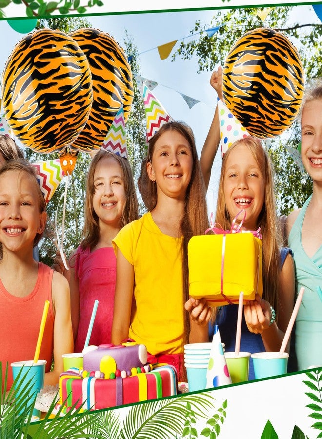 HSLCGF 20 Pcs 18 inch Tiger Print Aluminum Foil Balloons for Zoo Themed Jungle Safari Themed Birthday Decorations - Image 5