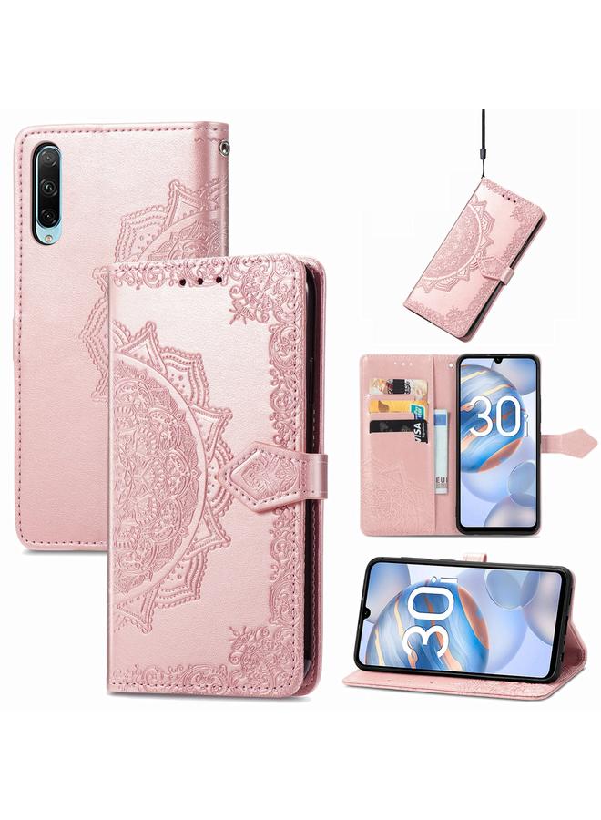 اس-توب جراب هاتف Honor 30i من الجلد المنقوش بزهرة ماندالا - Image 1