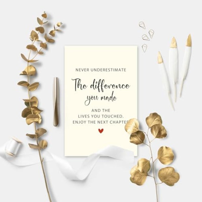 Goodbye Card for Coworkers Leaving - Heartfelt Farewell Cards with Uplifting Message 'Never Underestimate The Difference You Made', Retirement Gifts for Women Men, New Job Card for Boss Friends - Image 4