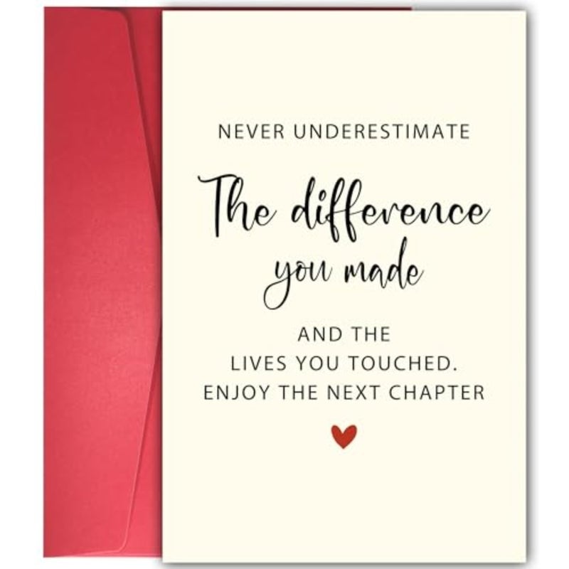 Goodbye Card for Coworkers Leaving - Heartfelt Farewell Cards with Uplifting Message 'Never Underestimate The Difference You Made', Retirement Gifts for Women Men, New Job Card for Boss Friends - Image 1