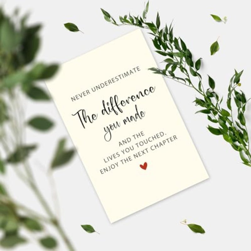 Goodbye Card for Coworkers Leaving - Heartfelt Farewell Cards with Uplifting Message 'Never Underestimate The Difference You Made', Retirement Gifts for Women Men, New Job Card for Boss Friends - Image 5