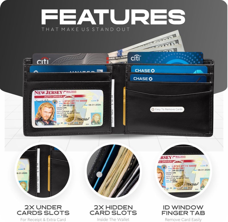 Claasico Wallet for Men’s - Genuine Leather Slim Bifold RFID Wallet - Gift for Men Packed in Stylish Gift Box - Image 5
