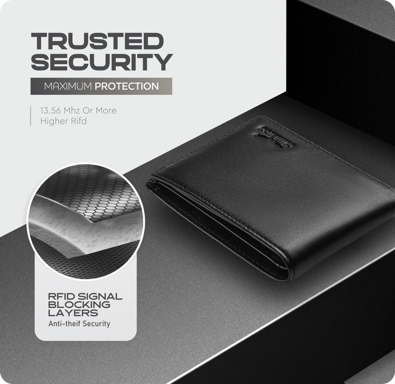 Claasico Wallet for Men’s - Genuine Leather Slim Bifold RFID Wallet - Gift for Men Packed in Stylish Gift Box - Image 4