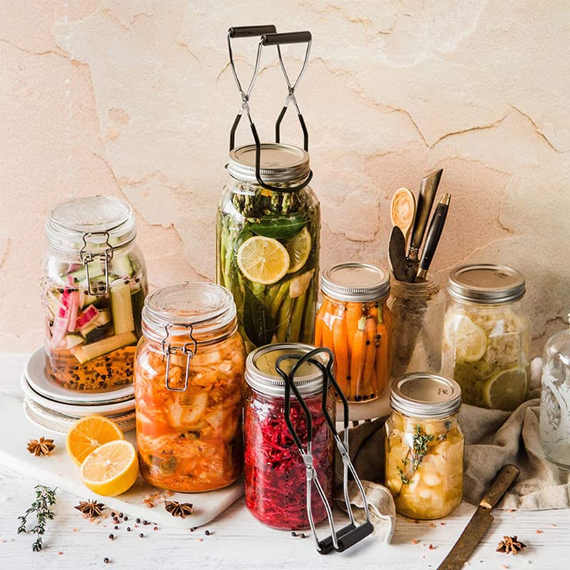 JIANGLAI 2 Pieces Stainless Steel Canning Jar Lifter Tongs and Canning Funnel with Safe and Secure Grip for Wide Mouth and Regular Jars, Easy to clean and Dishwasher safe - Image 2
