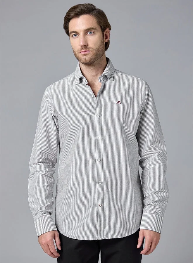 تكلف The Storm Stripe Dark Grey Oxford Shirt with Moody Pinstripes