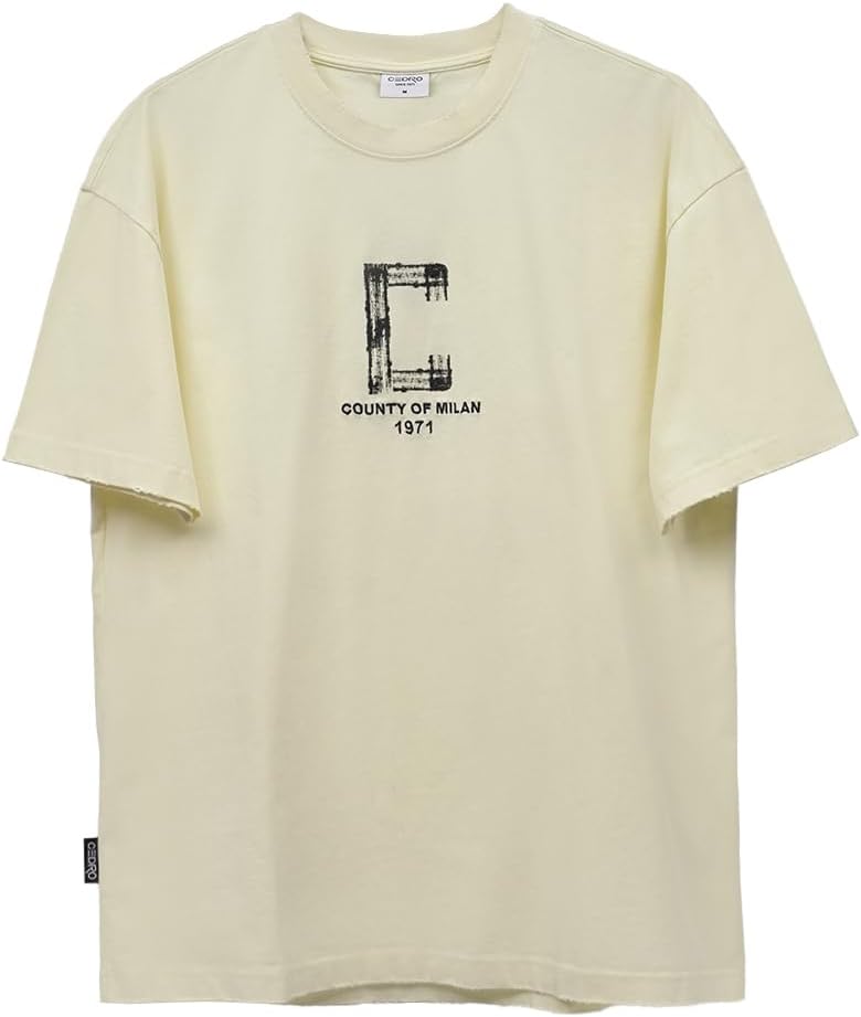 Cedro Men's Oversize Graphic Cotton Tee in Beige - Image 1