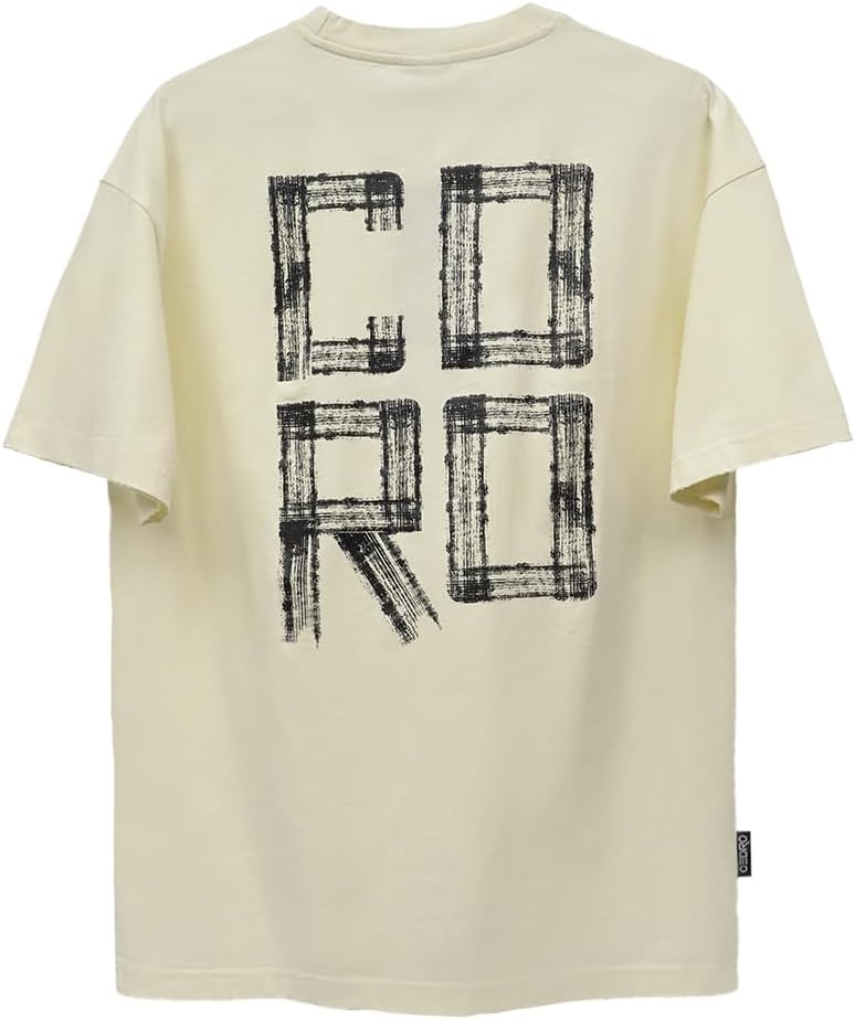 Cedro Men's Oversize Graphic Cotton Tee in Beige - Image 2