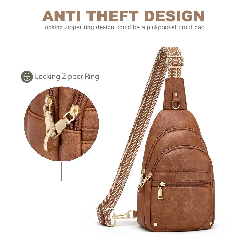 SYTRAH Anti Theft Crossbody Bags for Women, RFID Sling Bag Travel Purse, RFID Cross Body Purses Chest Bag for Travel Brown - Image 5