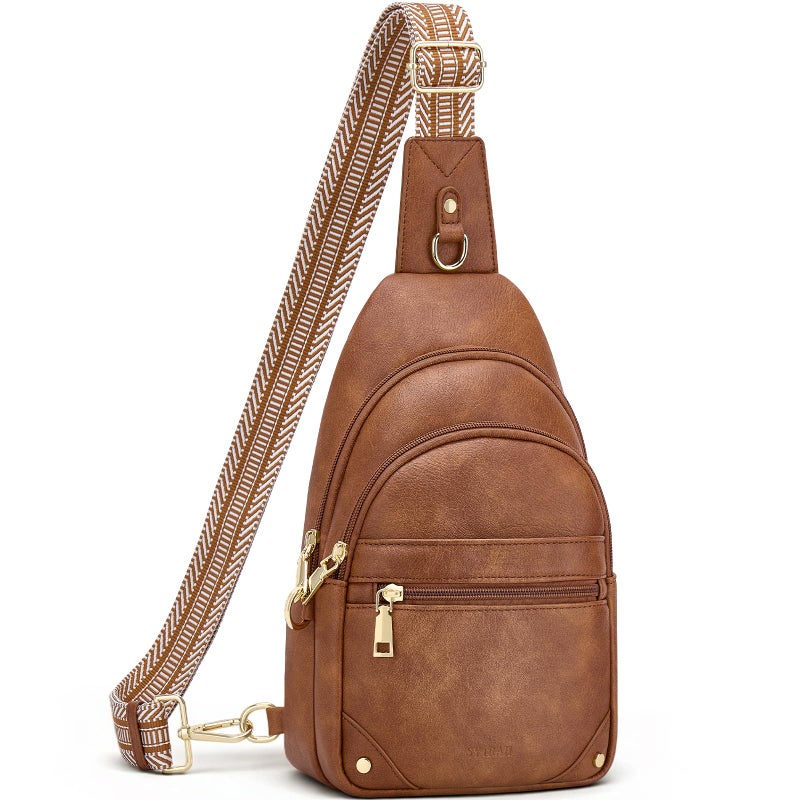 SYTRAH Anti Theft Crossbody Bags for Women, RFID Sling Bag Travel Purse, RFID Cross Body Purses Chest Bag for Travel Brown - Image 1
