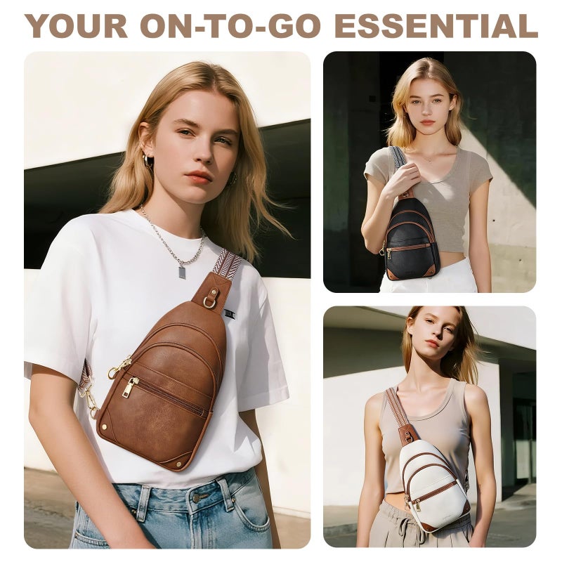 SYTRAH Anti Theft Crossbody Bags for Women, RFID Sling Bag Travel Purse, RFID Cross Body Purses Chest Bag for Travel Brown - Image 2