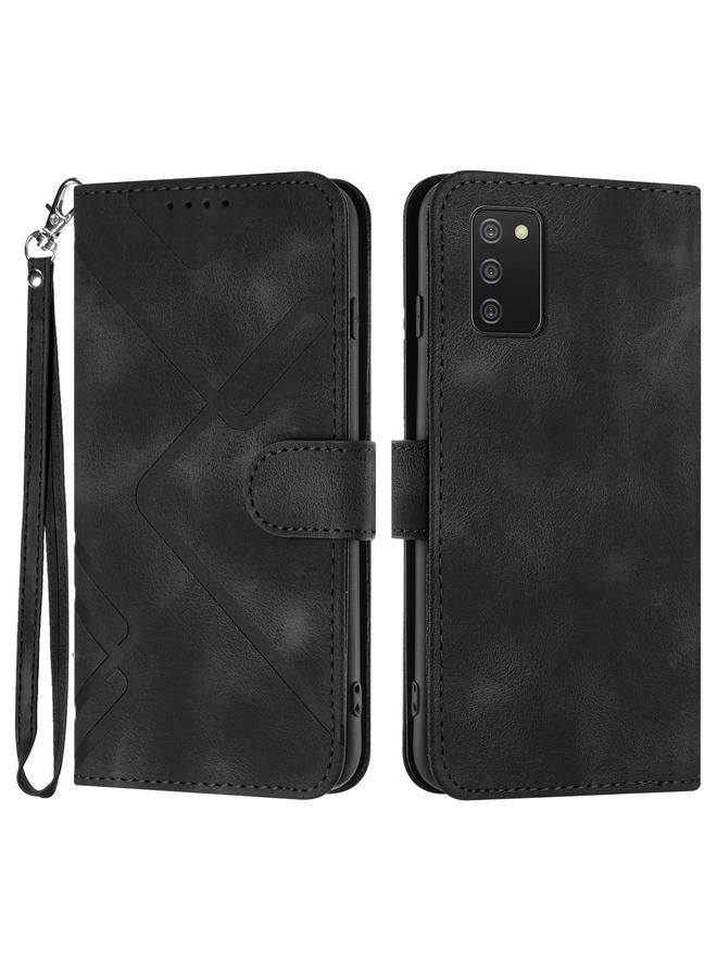 اس-توب جراب لهاتف Samsung Galaxy A02s مقاس 164 مم، جراب هاتف من الجلد بنمط خطوط - Image 1