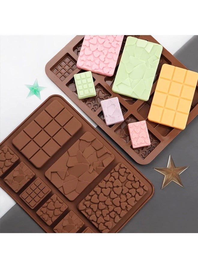 مجموعة قوالب شوكولاتة سيليكون بأشكال متنوعة مكونة من قطعتين، قوالب منفصلة على شكل وافل صغير وقلب ومربع لألواح البروتين وقطع الطاقة والحلوى محلية الصنع، أدوات خبز غير لاصقة آمنة على الطعام - Image 3