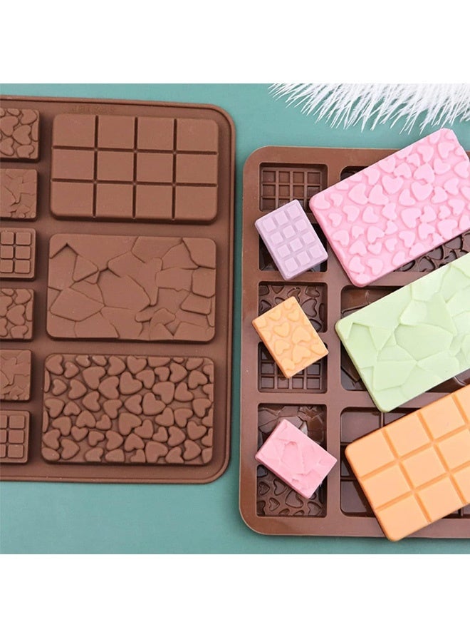 مجموعة قوالب شوكولاتة سيليكون بأشكال متنوعة مكونة من قطعتين، قوالب منفصلة على شكل وافل صغير وقلب ومربع لألواح البروتين وقطع الطاقة والحلوى محلية الصنع، أدوات خبز غير لاصقة آمنة على الطعام - Image 2