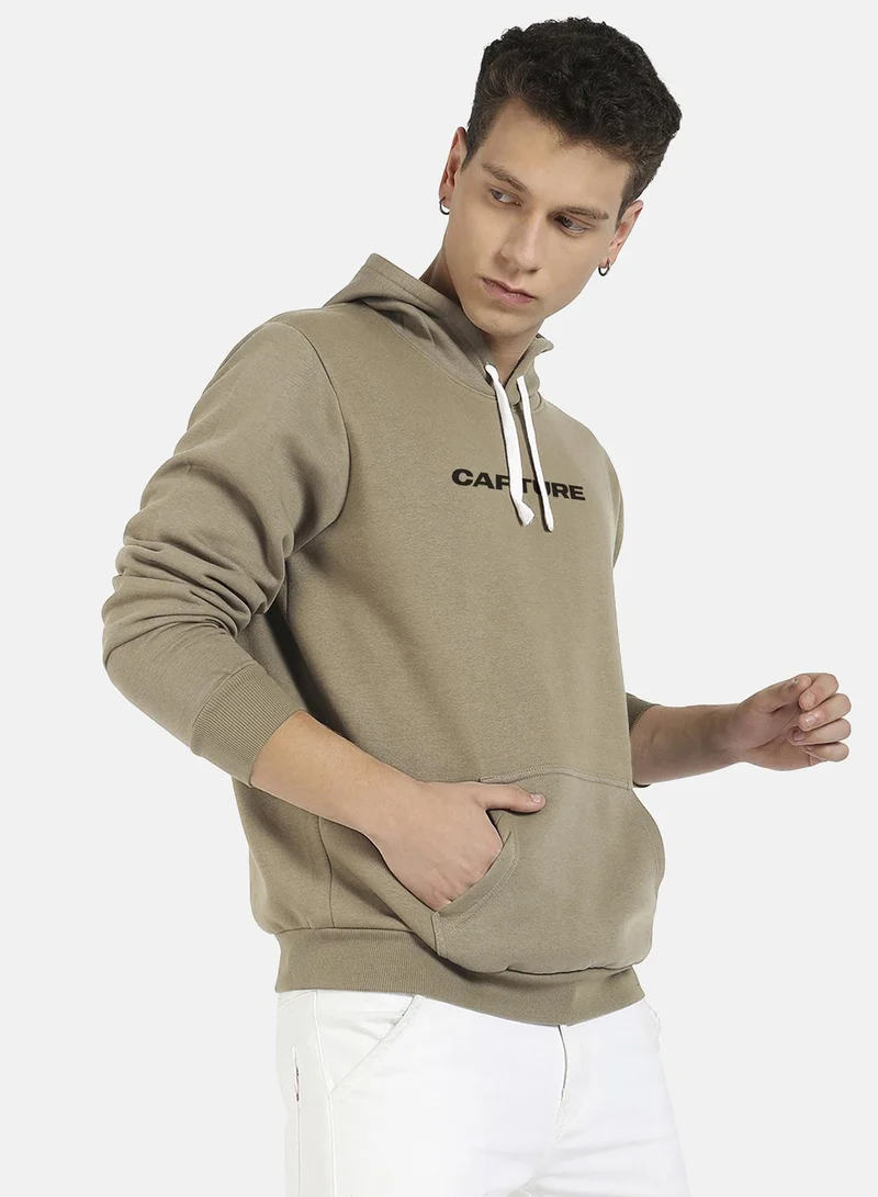 Campus Sutra Men's Olive Green Capture Hoodie