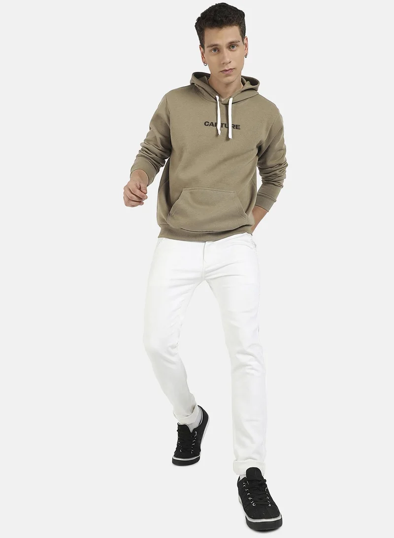 Campus Sutra Men's Olive Green Capture Hoodie
