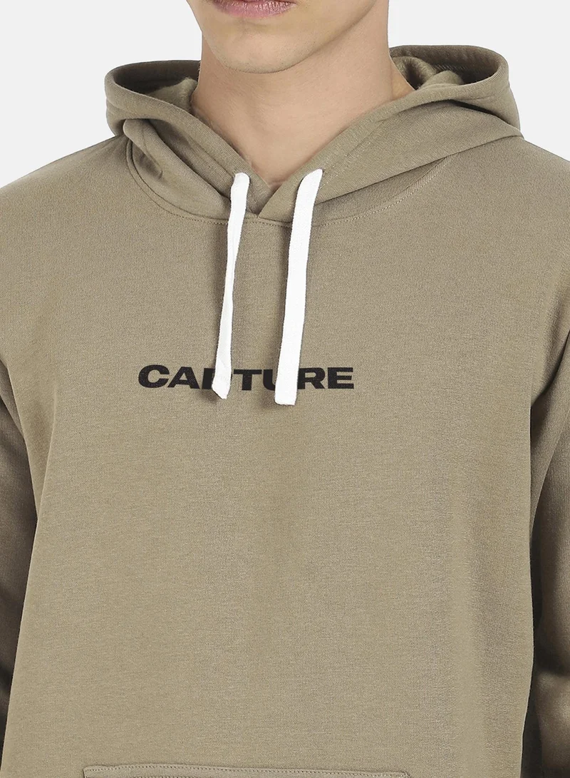 Campus Sutra Men's Olive Green Capture Hoodie