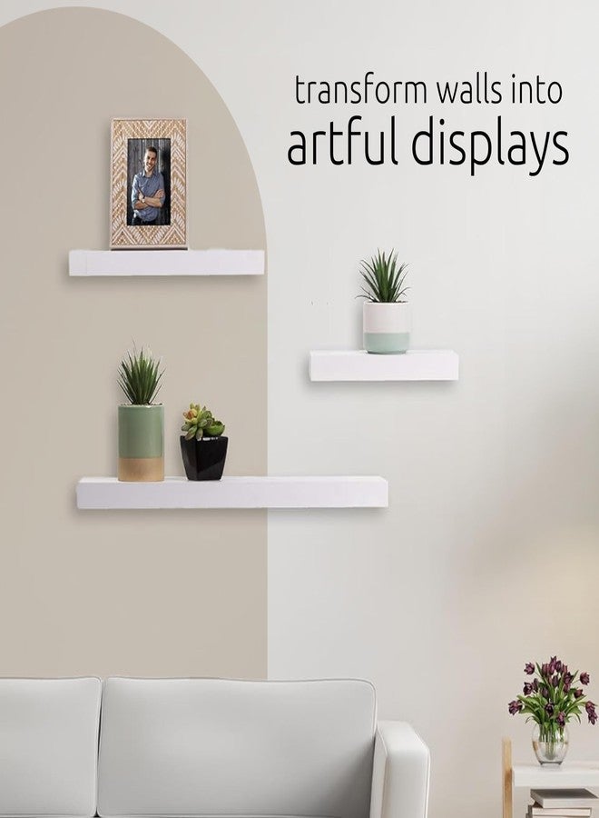 كيرا جريس أرفف كييرا غريس ستوكهولم مين العائمة للجدار، أرفف عرض من خشب MDF، سهلة التركيب، مثالية لديكور المنزل، 24 بوصة عرض × 5 بوصة عمق × 1.5 بوصة ارتفاع، أبيض، عبوة من 3 قطع - Image 3