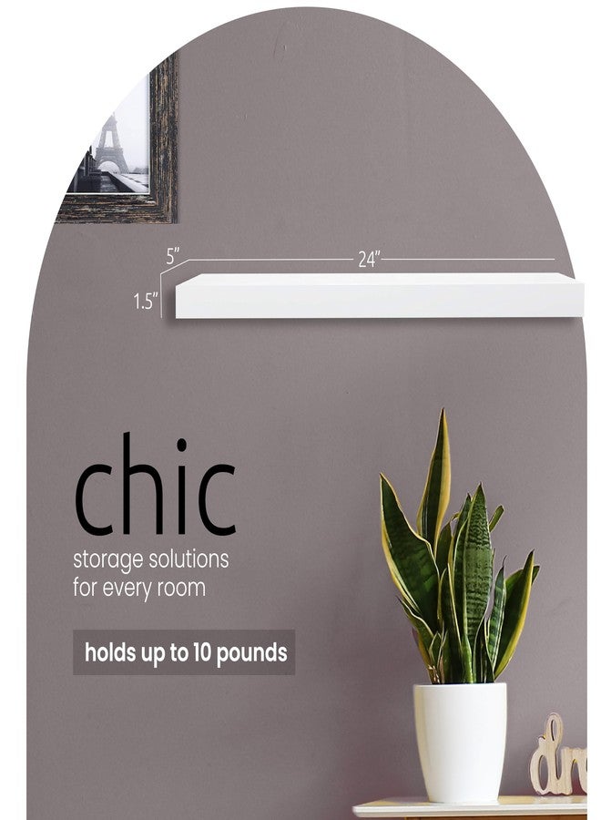 كيرا جريس أرفف كييرا غريس ستوكهولم مين العائمة للجدار، أرفف عرض من خشب MDF، سهلة التركيب، مثالية لديكور المنزل، 24 بوصة عرض × 5 بوصة عمق × 1.5 بوصة ارتفاع، أبيض، عبوة من 3 قطع - Image 2