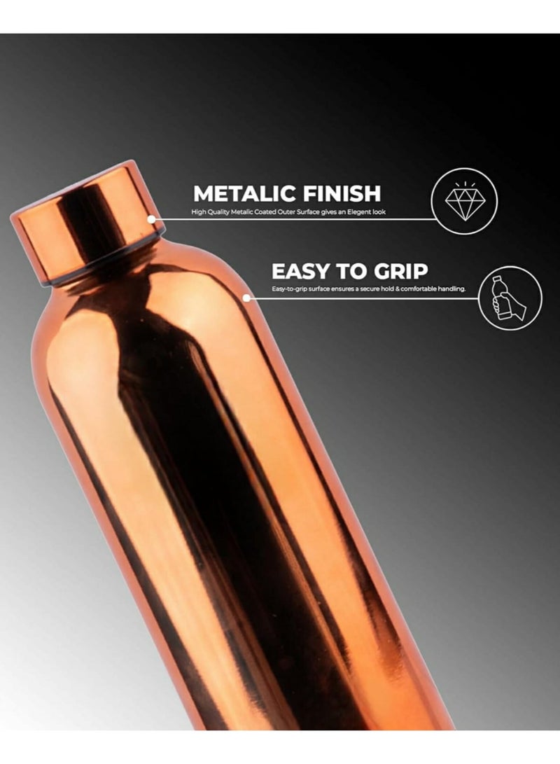 زجاجة حرارية 500 مل زجاجة بغطاء من الخيزران معزولة بالفراغ، زجاجة مياه رياضية بطبقة مزدوجة من الفولاذ المقاوم للصدأ، زجاجة مياه مقاومة للتسرب للمكتب والمدرسة وصالة الألعاب الرياضية، نحاسية 20 أونصة - Image 4