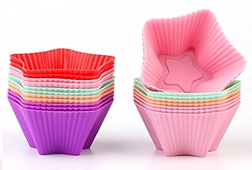 MoldBerry Reusable Muffin Cupcake Mold Liners Star Shape Pack of 12 MultiColor - Image 4
