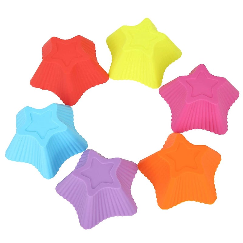 MoldBerry Reusable Muffin Cupcake Mold Liners Star Shape Pack of 12 MultiColor - Image 3