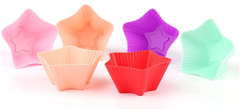 MoldBerry Reusable Muffin Cupcake Mold Liners Star Shape Pack of 12 MultiColor - Image 5