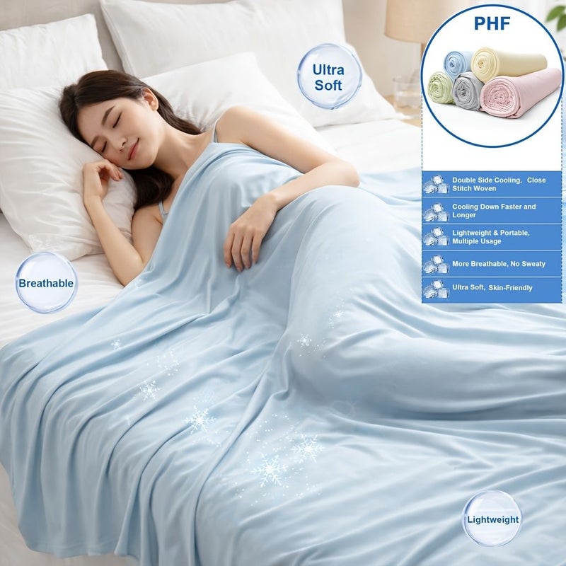 1pc Green Cooling Pillowcase Cooling Blanket For Hot Sleepers Q Max Cool Touch Fabric Lightweight Breathable Summer Blanket For Night Sweats Relief Absorbs Excess Body Heat Ultra Cool Soft Throw For Warm Nights Bedroom Sofa Travel Summer Gifts - Image 1