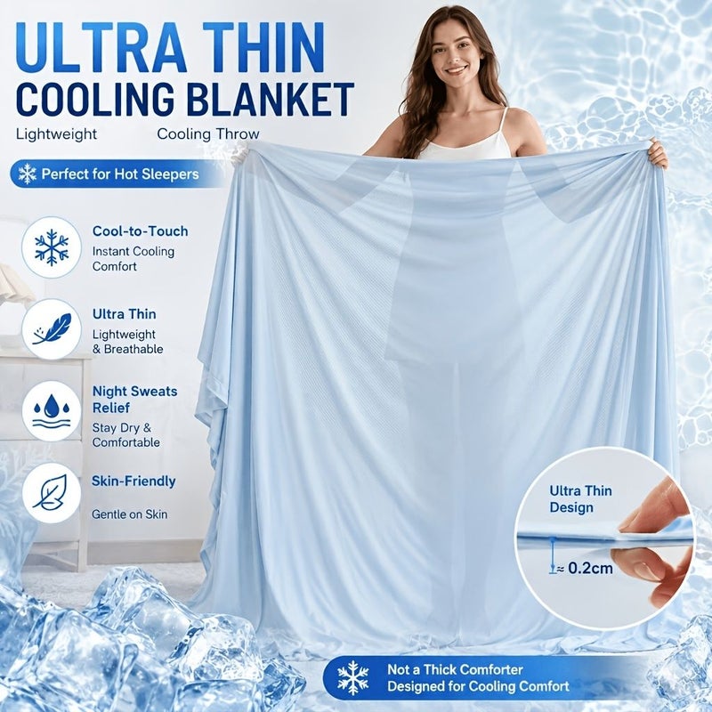 1pc Green Cooling Pillowcase Cooling Blanket For Hot Sleepers Q Max Cool Touch Fabric Lightweight Breathable Summer Blanket For Night Sweats Relief Absorbs Excess Body Heat Ultra Cool Soft Throw For Warm Nights Bedroom Sofa Travel Summer Gifts - Image 2