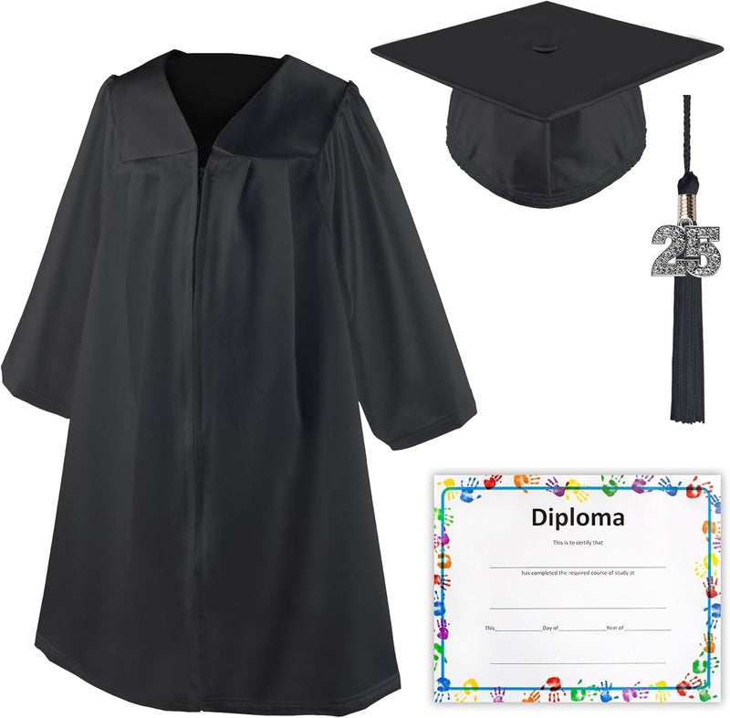 Class Act Graduation Shiny Kindergarten Preschool Graduation Cap & Gown with Matching Bling Tassel and Diploma Certificate - Image 3