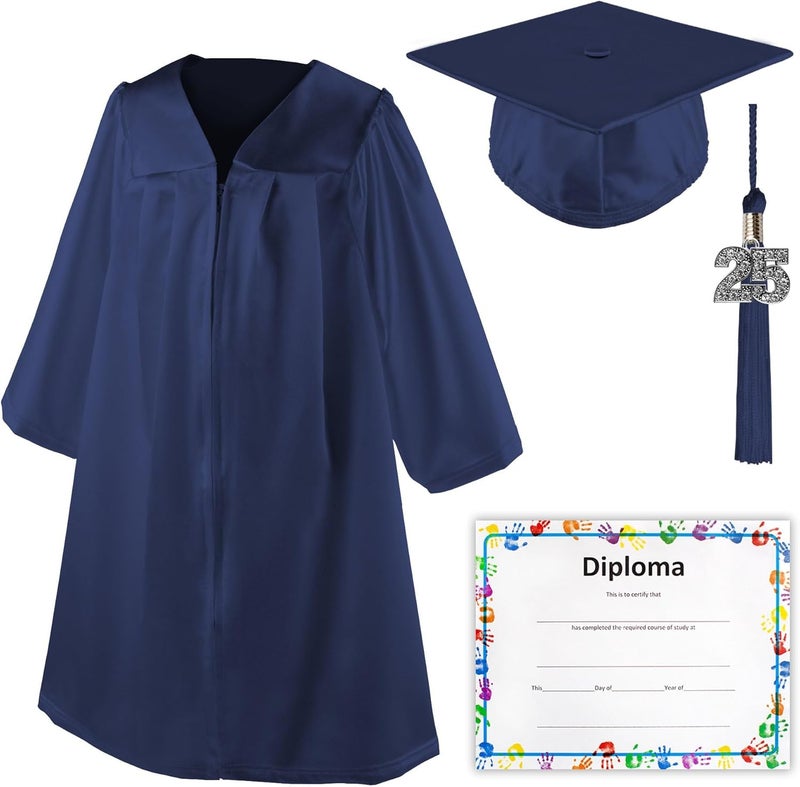 Class Act Graduation Shiny Kindergarten Preschool Graduation Cap & Gown with Matching Bling Tassel and Diploma Certificate - Image 1