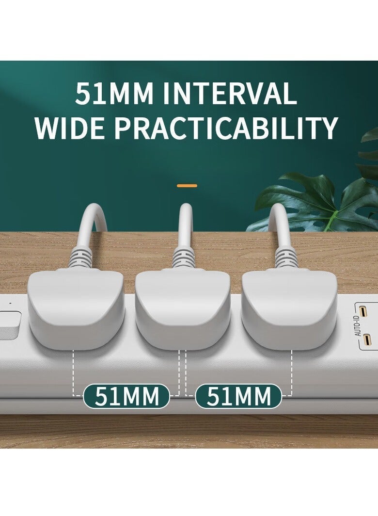 British standard socket with independent switch, 3.7A4 USB socket, 2TYPE-C fast charging power strip, 2M line length, home office socket board, white - Image 4