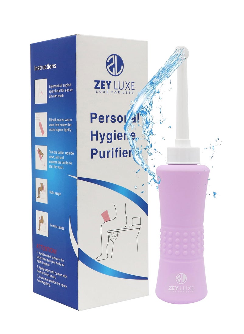 ZEY LUXE ZEY LUXE Portable Bottle 500ml - Bidet with Waterproof Pouch and Cap PP + TPR - Leak Proof & Scratch Resistant - Perineal Clean for Postpartum Hemorrhoids Healing - Maternity Kit Essentials - Purple  - Image 5