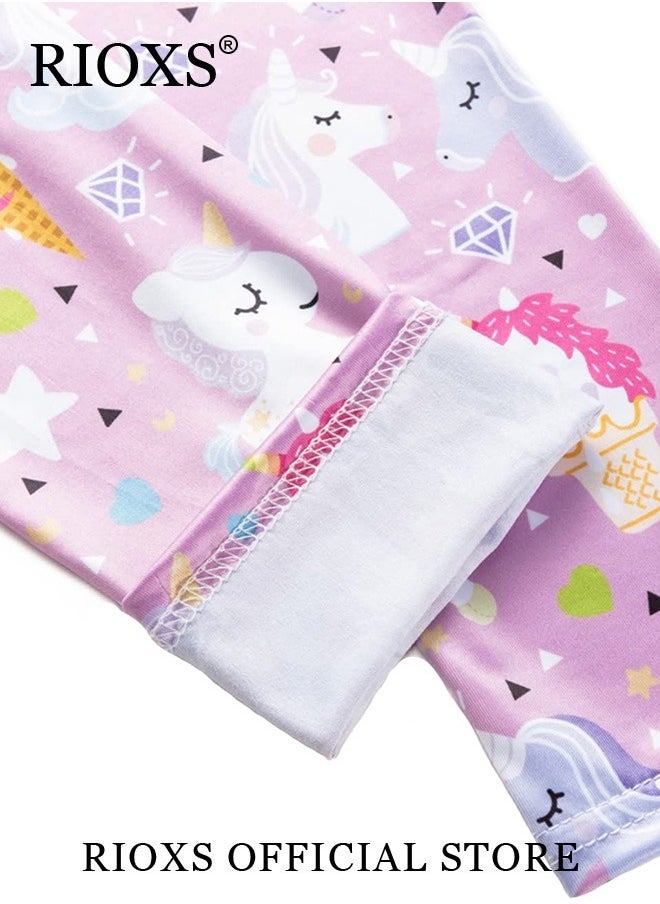 RIOXS - Little Kids Girls Cute Printed Stretchy Tights Opaque School Uniform Microfiber Leggings Knitted Pant For Dress - Image 1