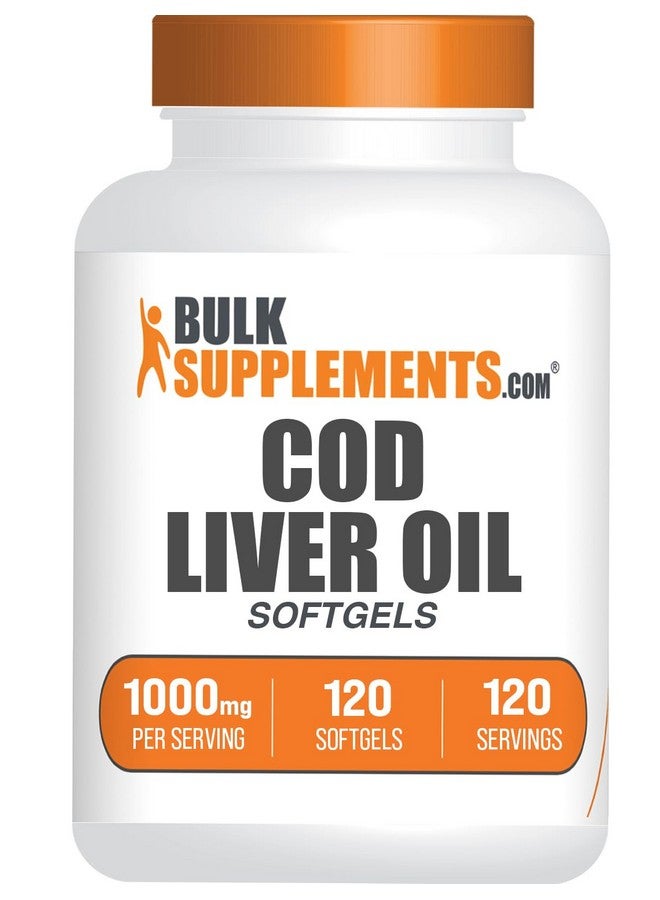 BulkSupplements.com Cod Liver Oil Softgels - Nutritional Supplement, Cod Liver Oil 1000mg - Gluten Free, 1 Softgel per Serving, 120 Count (Pack of 1) - Image 1