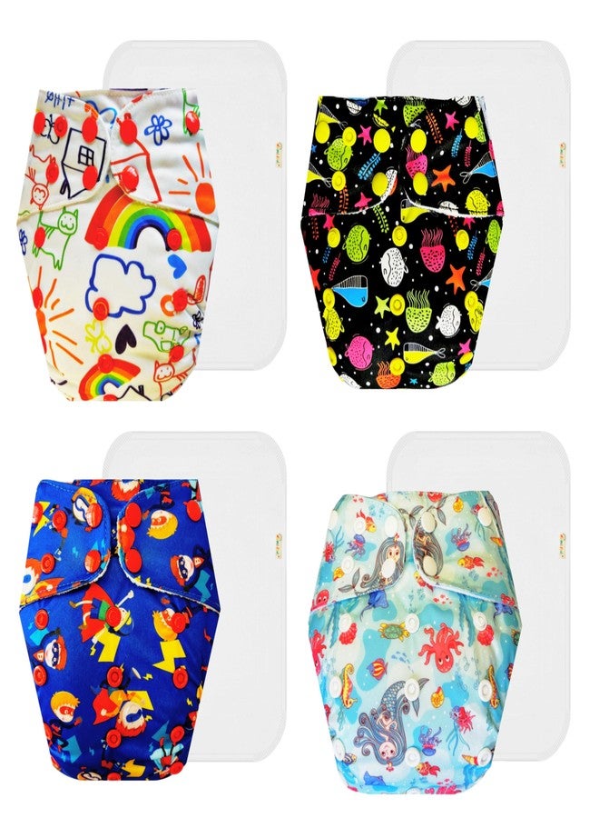 حفاضات دمبلدو القماشية الممتازة مع حشوة قطنية (عبوة من 4) | ناعمة ولطيفة | مانعة للتسرب | سهلة التنظيف | مثالية لفصل الصيف الهندي | من 3 أشهر إلى 3 سنوات | مناسبة للجنسين - Image 1