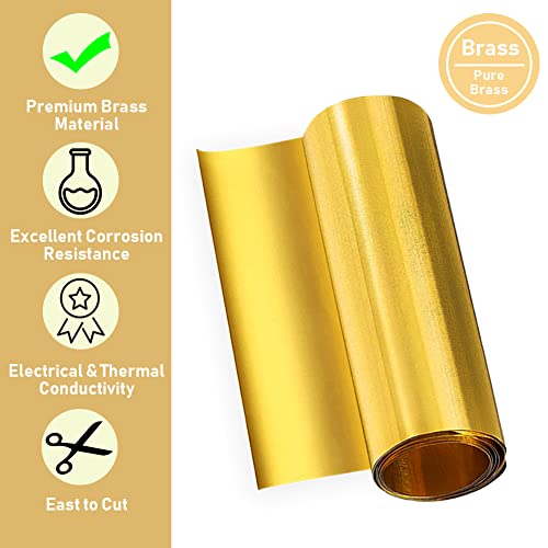 Feelers Copper Metal Brass Sheet Roll 1000mm x 100mm x 0.05mm, Film Brass Foil Plate High Hardness Free-Cutting Brass Strip in Various Widths (4" Width) - Image 4