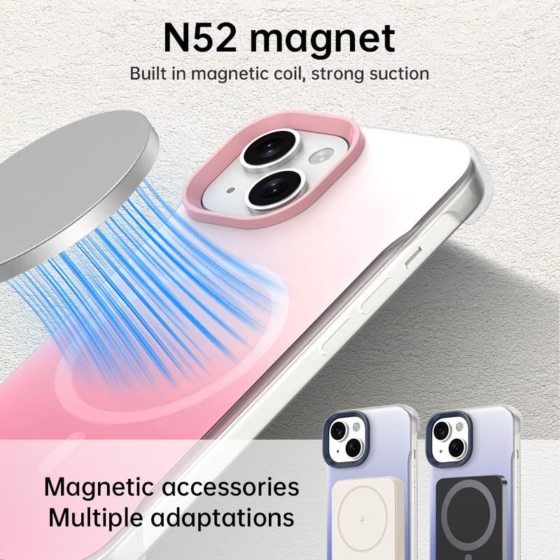 For iPhone 15 Borderless Series Magnetic MagSafe Gradient Color Phone Case(Pink) - Image 5
