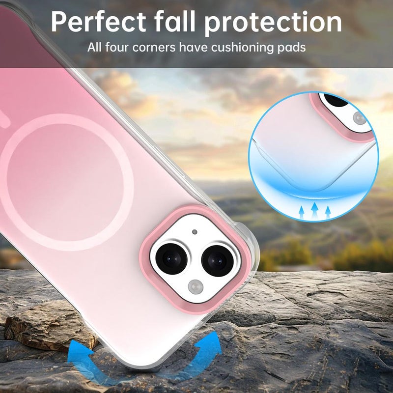 For iPhone 15 Borderless Series Magnetic MagSafe Gradient Color Phone Case(Pink) - Image 3