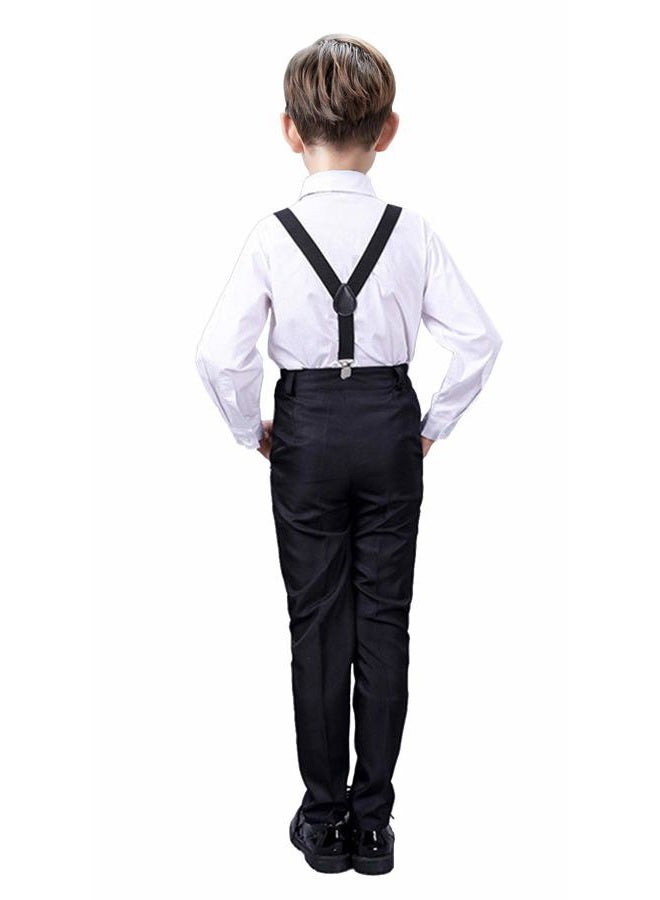 SaiLiiny Suits for Boys 4 Piece Slim Fit Outfits Sets Black Kids Formal Dresswear Clothing with Suspender Size 8 - Image 3