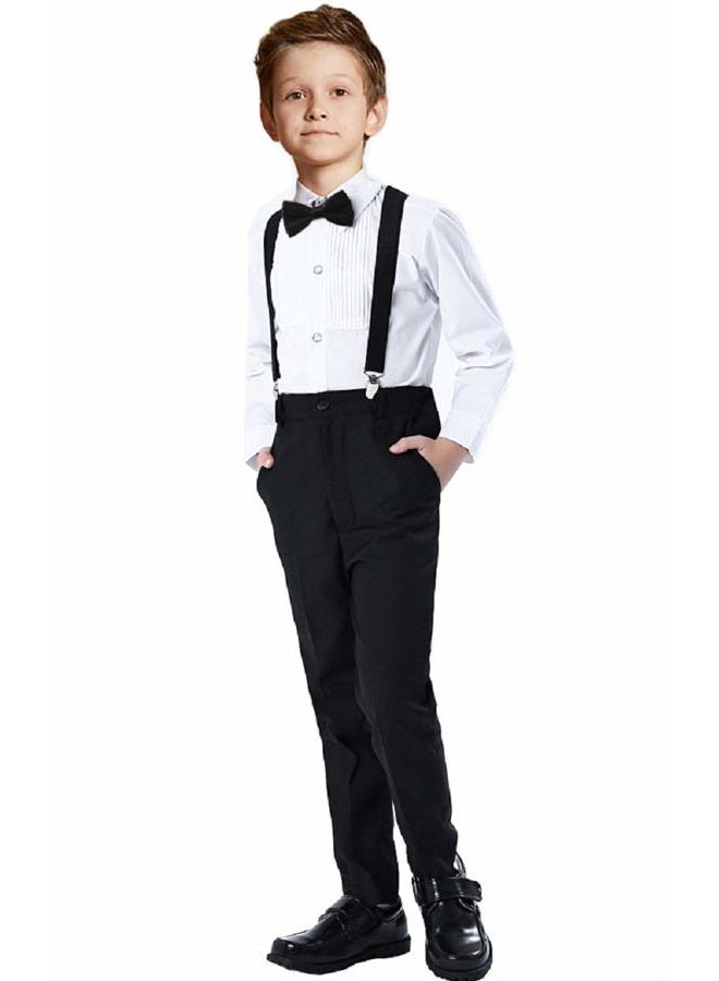 SaiLiiny Suits for Boys 4 Piece Slim Fit Outfits Sets Black Kids Formal Dresswear Clothing with Suspender Size 8 - Image 1