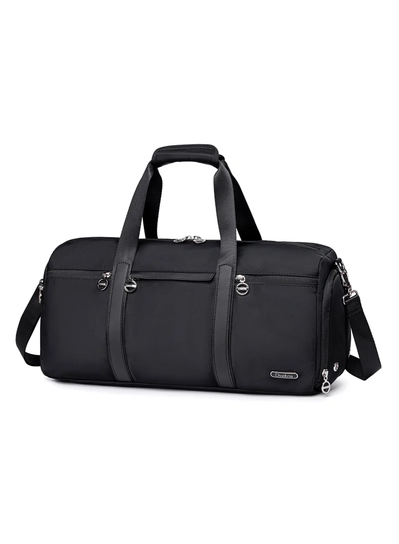 Chantria 21L Premium Gym Bag Water Resistant Duffel Bag with Shoe Compartment and Detachable Shoulder Straps for Women, CB00777-Black