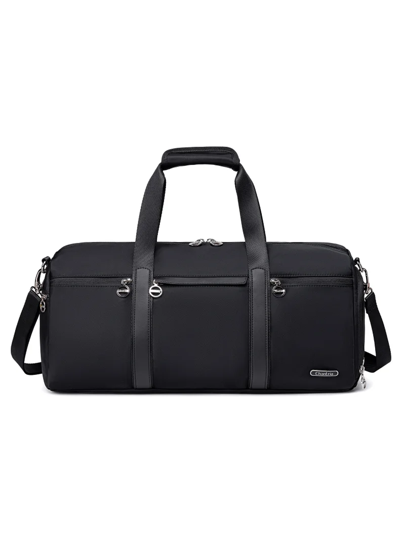 Chantria 21L Premium Gym Bag Water Resistant Duffel Bag with Shoe Compartment and Detachable Shoulder Straps for Women, CB00777-Black