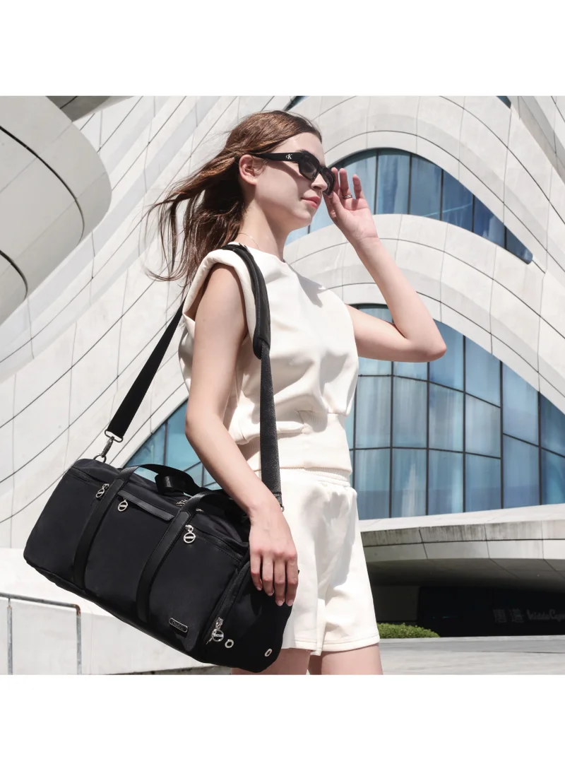 Chantria Black 21L Premium Gym Bag Water Resistant Duffel Bag with Shoe Compartment and Detachable Shoulder Straps for Women, CB00777-Black  | Best Price UAE