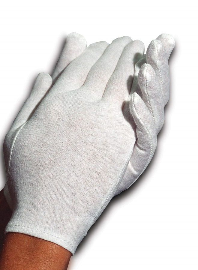 Cara Moisturizing Eczema 100% Premium Cotton Gloves, Medium, White, 1 Pair - Image 1