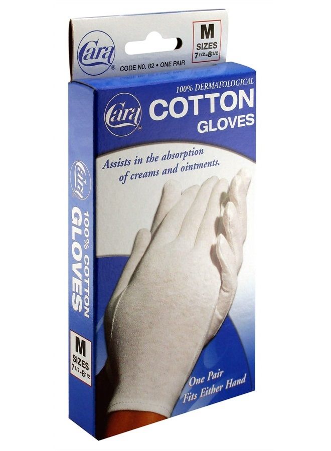 Cara Moisturizing Eczema 100% Premium Cotton Gloves, Medium, White, 1 Pair - Image 3