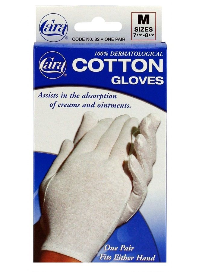 Cara Moisturizing Eczema 100% Premium Cotton Gloves, Medium, White, 1 Pair - Image 2