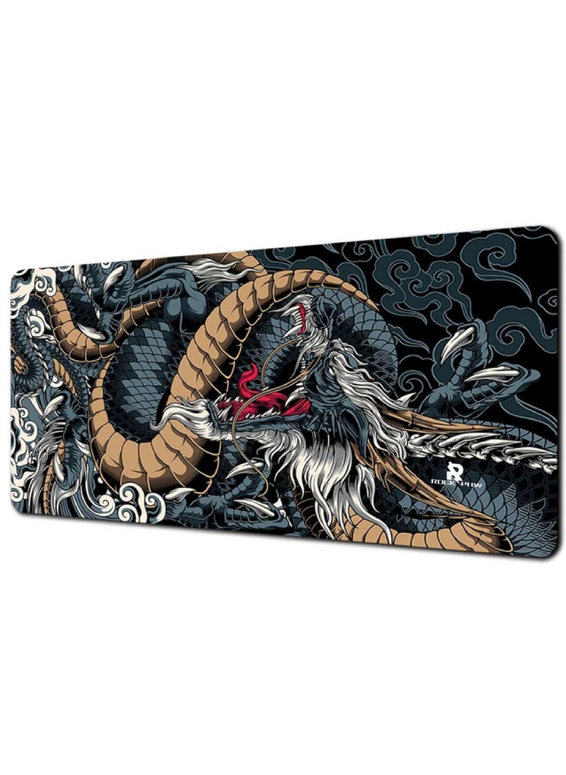 Rock Pow - Japanese Dragon Large Gaming Mousepad Keyboard Gamer Mouse Pad on The Table Speed Desk Mat Anime 800 * 300 * 3mm Mouse Mats - Image 1
