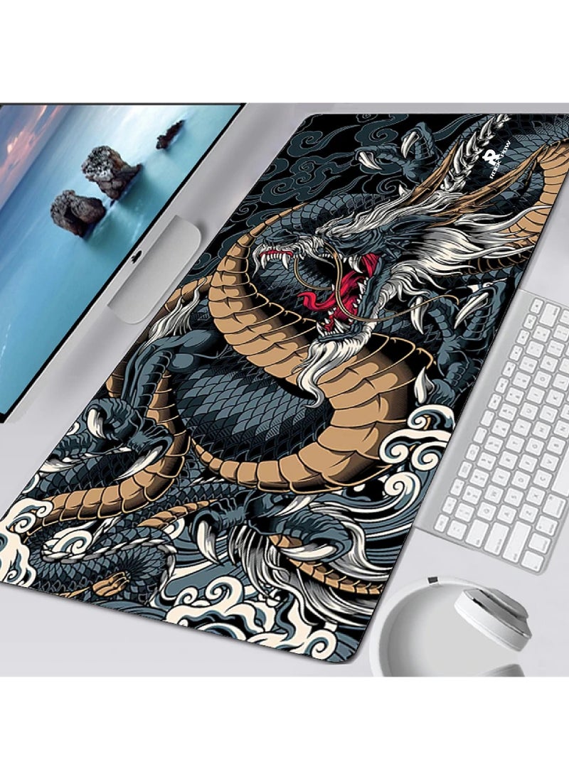 Rock Pow - Japanese Dragon Large Gaming Mousepad Keyboard Gamer Mouse Pad on The Table Speed Desk Mat Anime 800 * 300 * 3mm Mouse Mats - Image 1